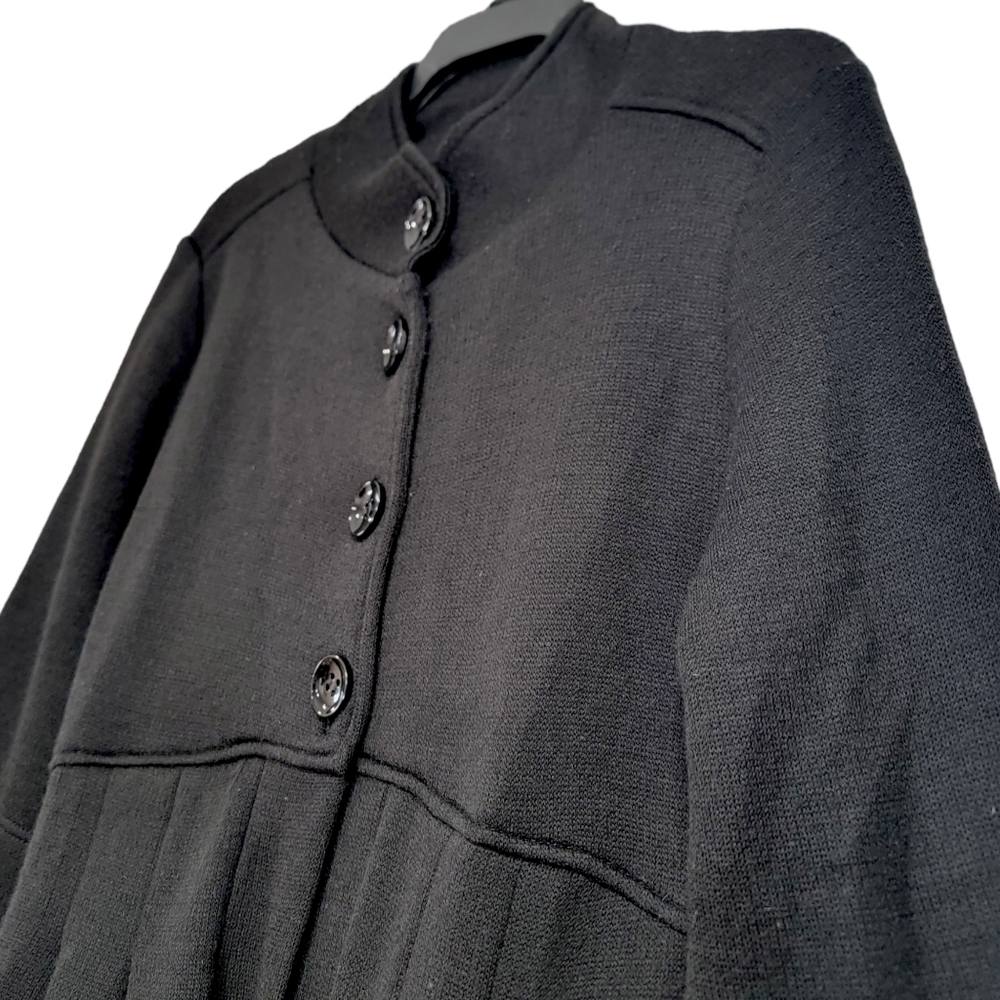 Lisa International Black Button Down Wool Blend 1/2 Sleeve Coat - Picture 3 of 14
